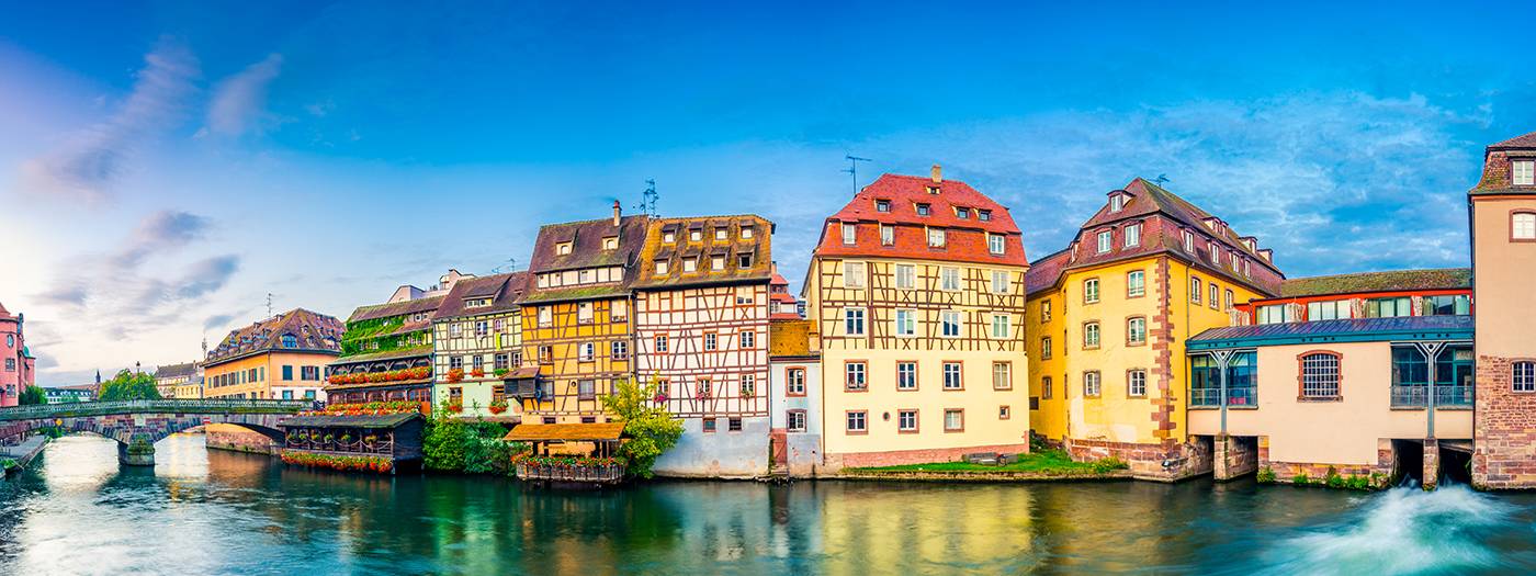 Old houses by a river