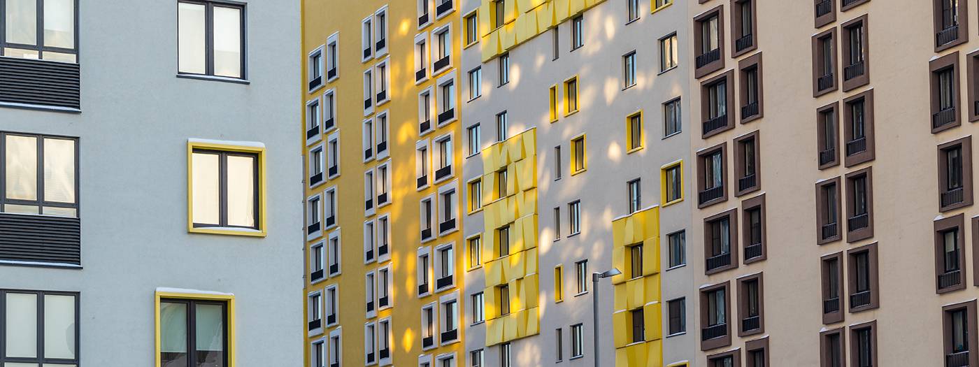 Colourful tower block